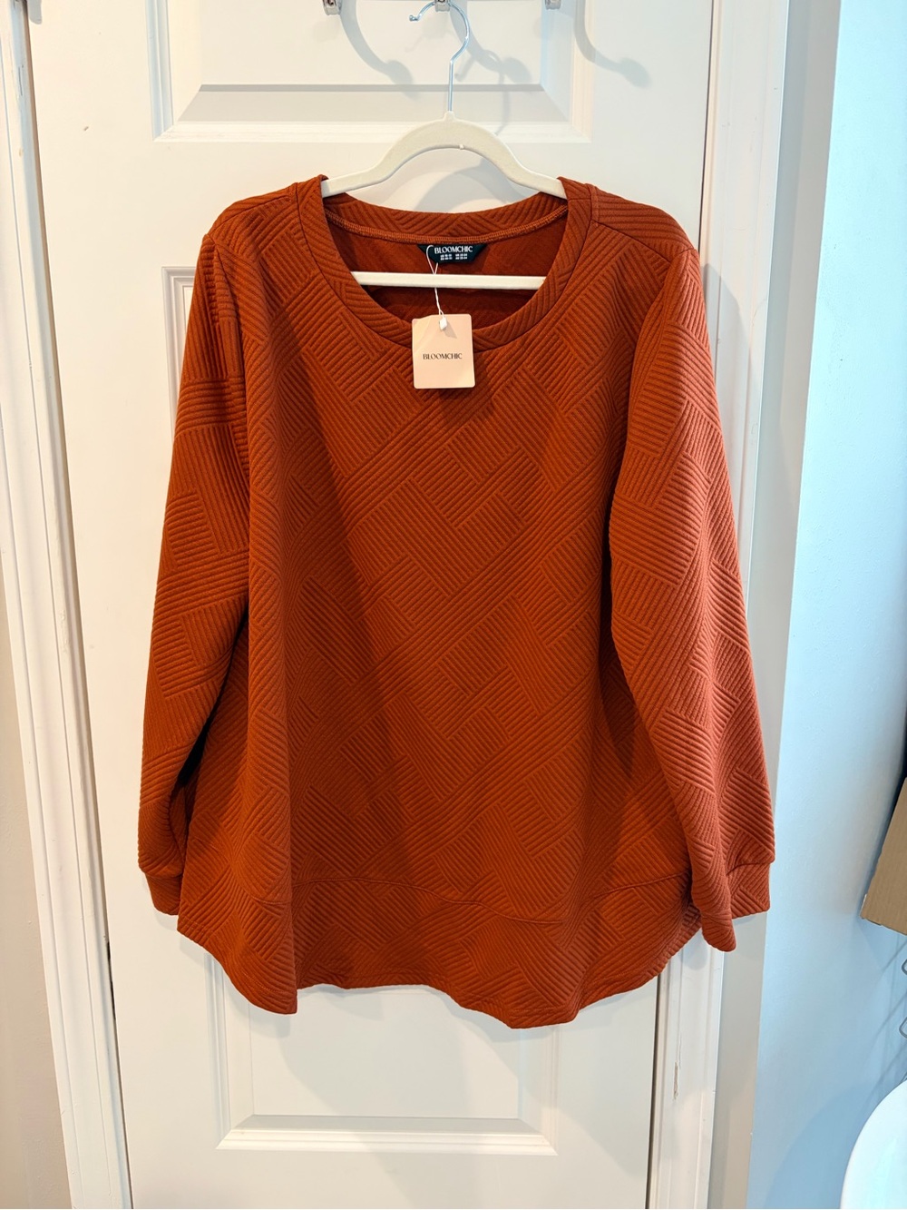 BloomChic Women's Textured Crewneck Sweatshirt - Rust